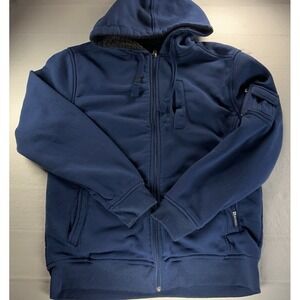 Y2K Southpole Sherpa‎ Lined Hoodie Large Blue Full Zip Sleeve Pocket Jacket
